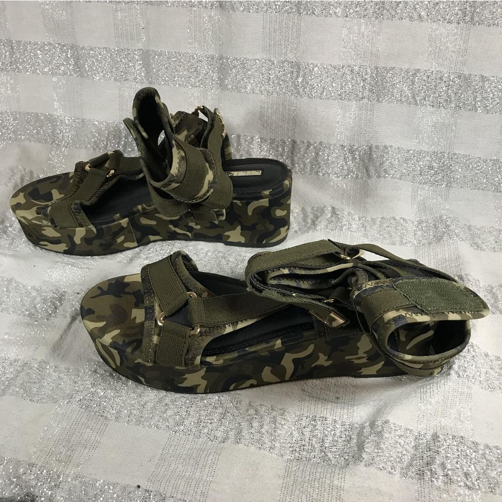Liliana Barista-3 Camouflage Open Toe Ankle Strap Platform Sandals Size 8.5 - Picture 8 of 12